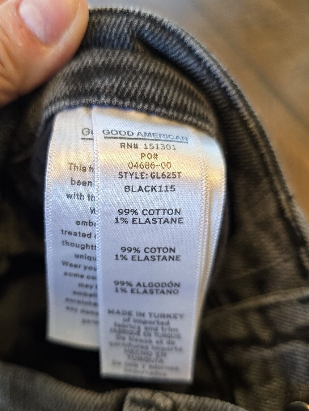 Good American High Rise Slim Straight Faded Black Jeans 29 - Picture 6 of 7